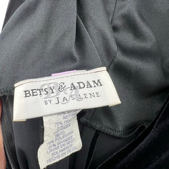 Vintage Betsy and Adam Mesh Top Black Velvet Formal Dress Size 8 Y2K Bedazzled - Picture 9 of 10